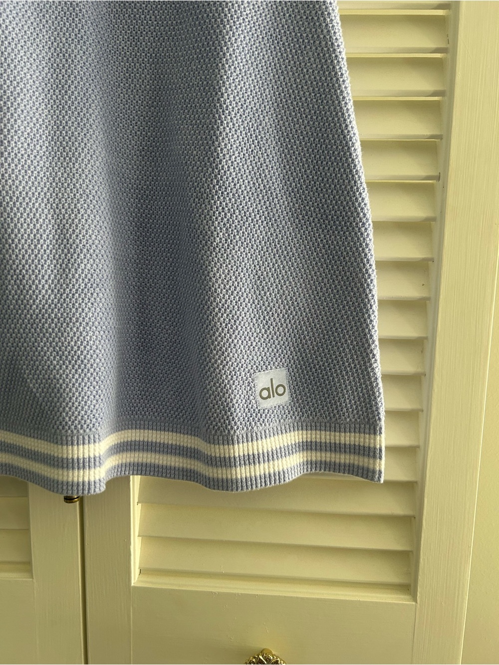 NWT ALO Yoga Tennis Club Sweater Knit Dress Light Blue White Size Small - Picture 3 of 7